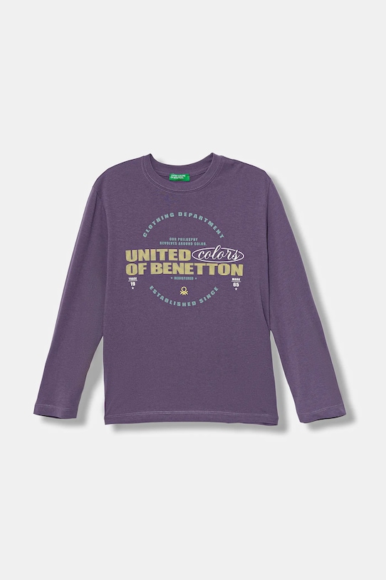 Детская хлопковая кофта с длинным рукавом United Colors Of Benetton, фиолетовый